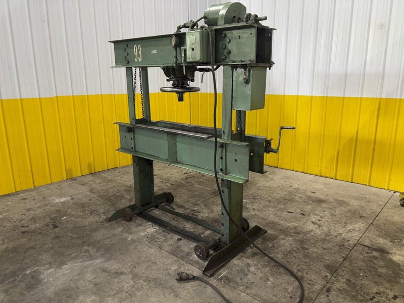60 TON BRIDGEPORT MANELY H-FRAME HYDRAULIC POWERED SHOP PRESS: STOCK #23116