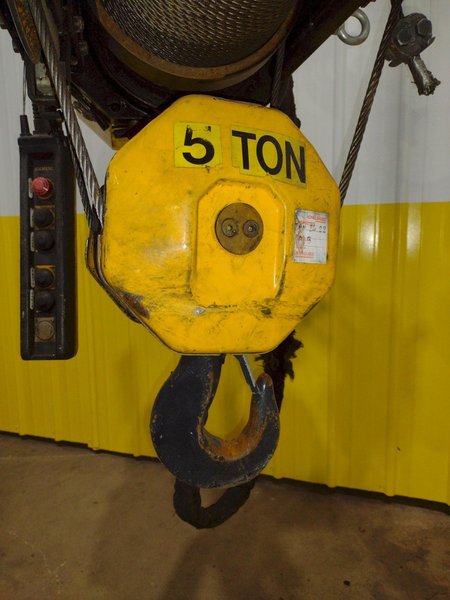 5 TON 10,000 LBS KONE MODEL #FEM 1AM POWER CABLE HOIST WITH TROLLEY: STOCK #18668