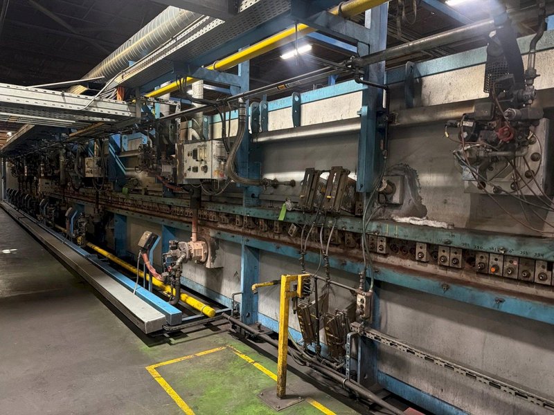 630 TON LOIRE SAFE HOT STAMPING HYDRAULIC PRESS LINE W/ ROLLER HEARTH FURNACE