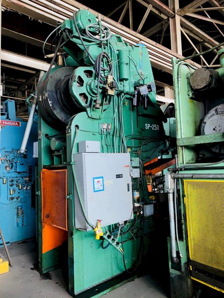 250 TON VERSON 12 F OBG INCLINED GAP FRAME PRESS. STOCK # 0507719