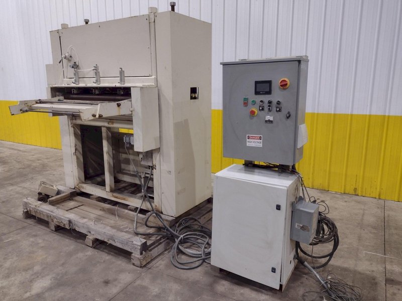 48” WIDE x 30 HP HYDRAULIC IN-LINE COIL PRESS &amp; SHEAR WITH PLC VARIABLE SPEED DRIVE: STOCK #22968