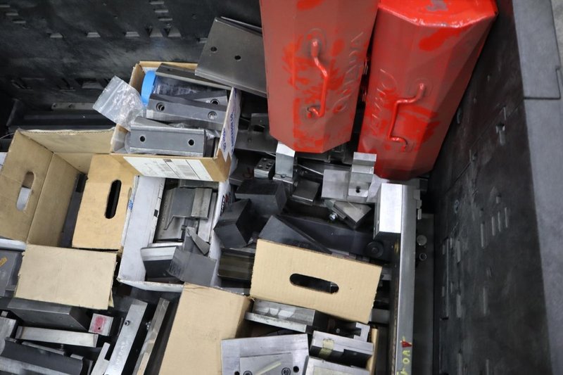 Amada Press Brake Die Segments, Ram Clamps and More in Crate- Auction Item