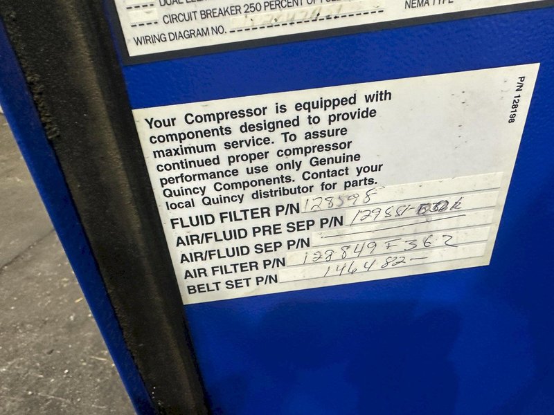 30 HP QUINCY ROTARY SCREW AIR COMPRESSOR: STOCK #79314