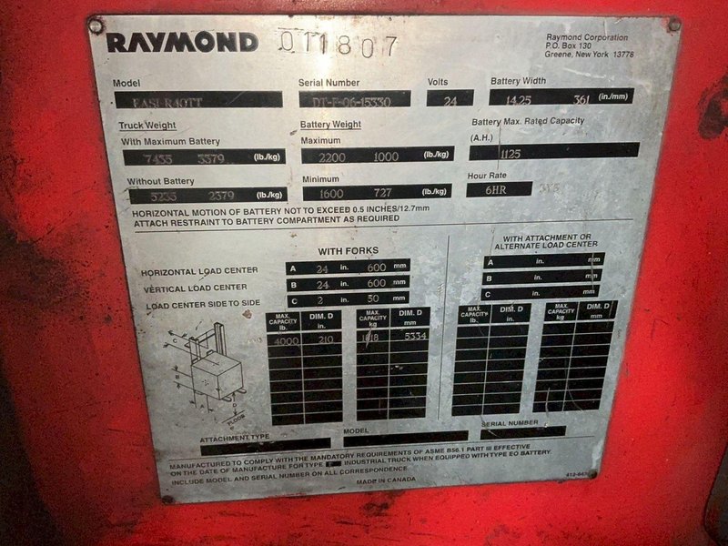 RAYMOND 4000 LBS ELECTRIC STAND UP FORK LIFT  -  FASI R40TT