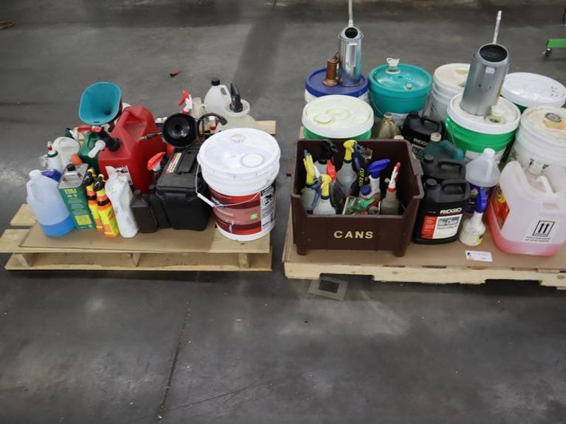 Cleaning Chemicals, Way Oils, Fuel, and Other Flammables on (2) Pallets- Auction Item
