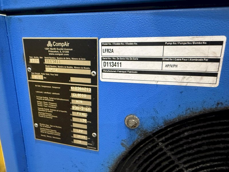 20 HP COMPAIR MODEL #LFR2A ROTARY SCREW AIR COMPRESSOR WITH DRYER: YOBRO #25816