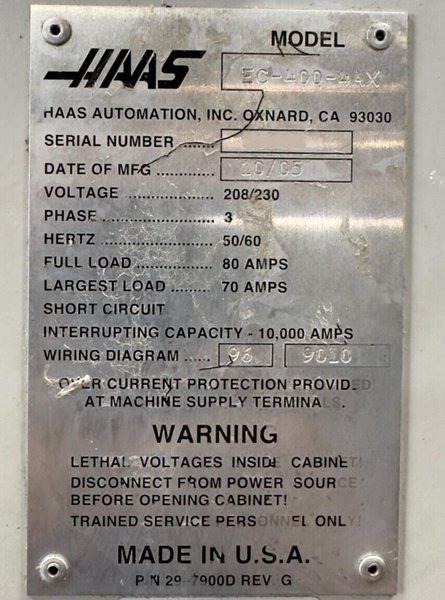 Haas EC-400 Horizontal Machining Center – Mill