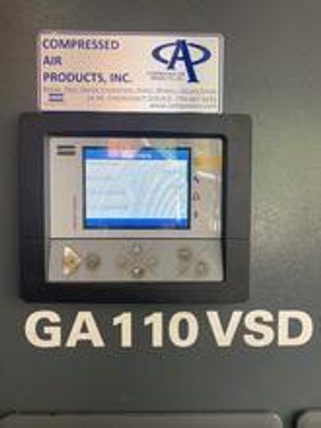 150 HP ATLAS-COPCO GA110VSD ROTARY SCREW AIR COMPRESSOR.(NEW IN 2018) STOCK # 0253824