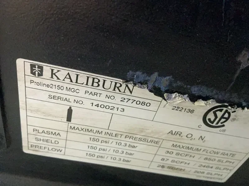Kaliburn 150 Psi / 10.3 Bar / 150 A Plasma Cutter - Proline2150
