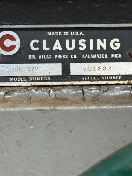 Clausing Series 22V Variable Speed Drill Press- Auction Item
