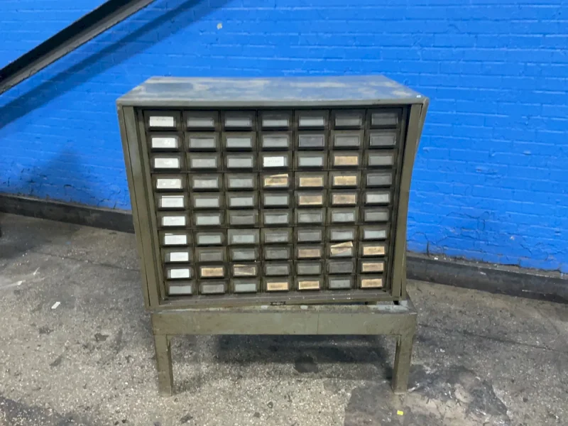 ADDRESSOGRAPH 70 @ 4 “ X 21” X 1.5” SMALL TOOL CABINET