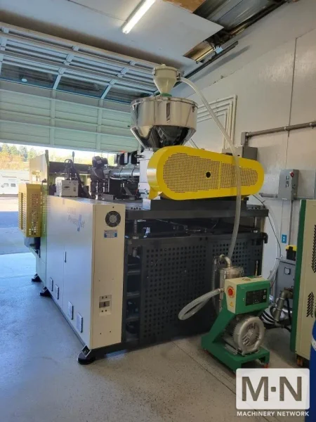 SINGLE HEAD OR TRIPLE HEAD POWERJET PLASTIC MACHINERY MODEL EB5085S3 CONTINUOUS EXTRUSION BLOW MOLDING MACHINE MFG 2022