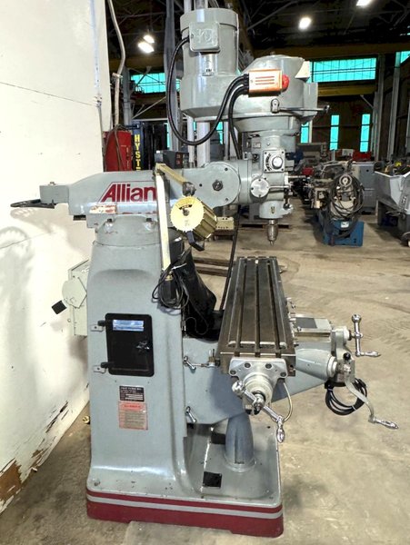 Alliant Vertical Mill 949-3V, 9" x 49" P.F. Tbl., DRO, 3 HP, Nice