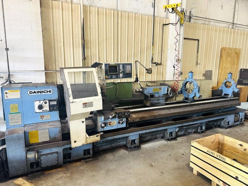 29.5" X 157" DAINICHI DL75X400 CNC FLATBED WITH FANUC CONTROL. STOCK # 0873926