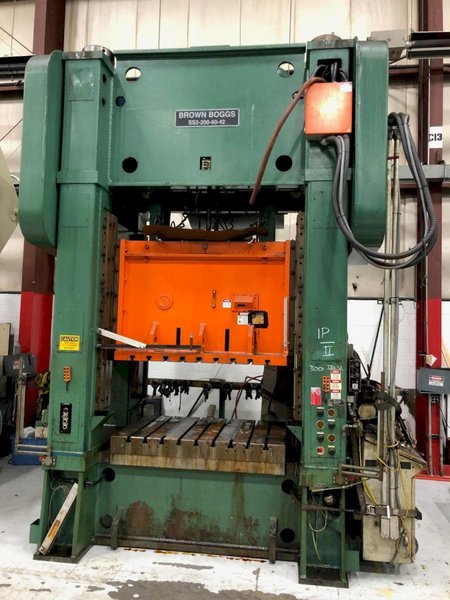 200 ton Brown Boggs SS2-200-60-42 Straight Side Press, New 1993