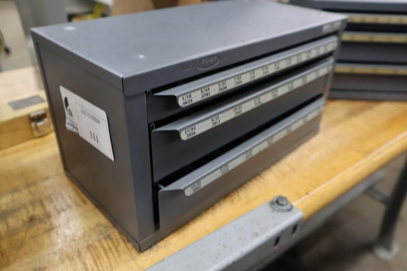 Huot Fractional Stub Drill Index 3 Drawer with Contents- Auction Item
