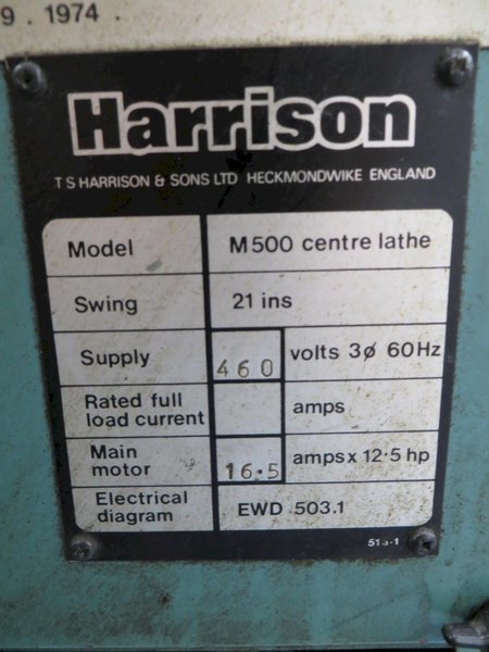 Harrison M500 21" x 60" Engine Lathe, 12" 3-Jaw Chuck, Tool Post, Steady Rest, Tailstock and MORE!- Auction Item
