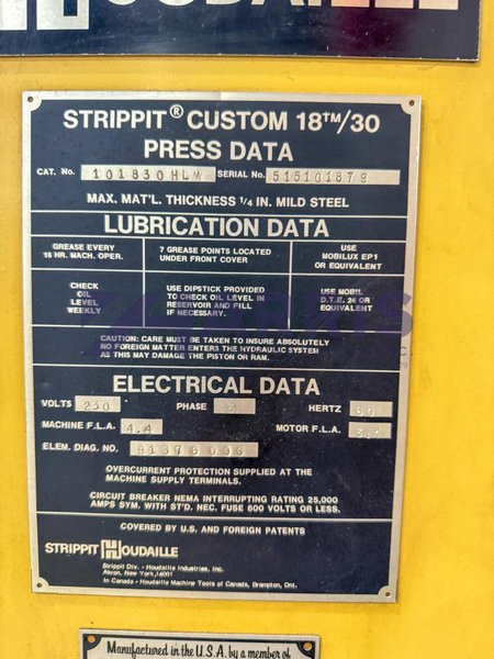 STRIPPIT Custom 18/30 Turret Punch Press