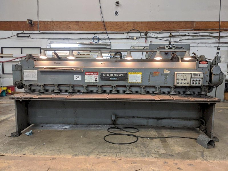 10 Gauge x 12′ Cincinnati 1012 Auto Shear, 1961 – Available Immediately, Back Gauge