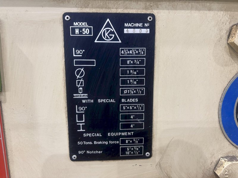 55 TON GEKA MODEL #HYDRACROP-50 DUAL STATION HYDRAULIC IRONWORKER: STOCK #23740