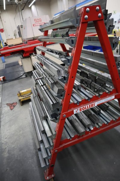 Press Brake Dies for Amada Press Brakes on Rollery Roling Tree Rack- Auction Item