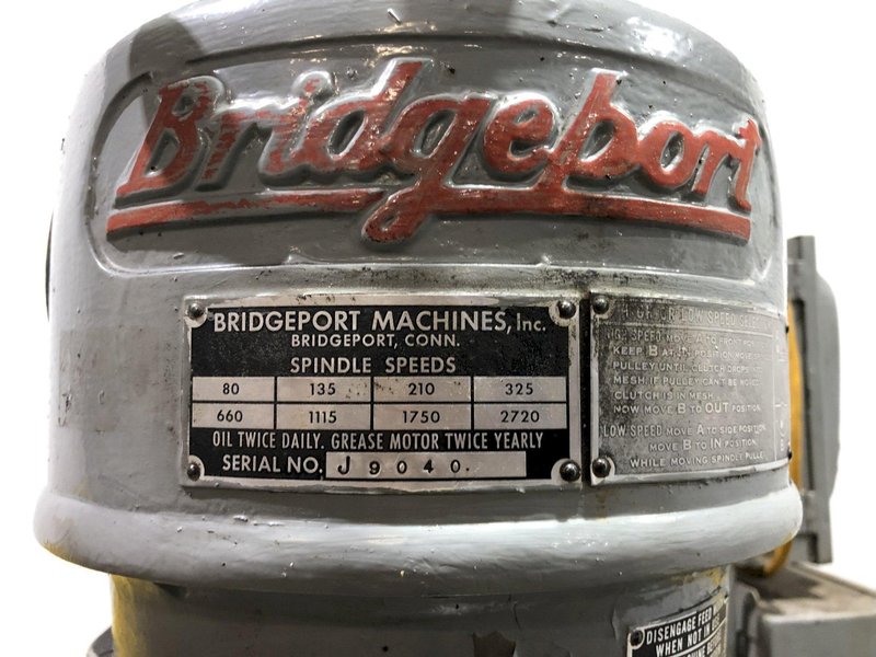 1 HP BRIDGEPORT VERTICAL KNEE RAM TYPE MILLING MACHINE MILL: STOCK 17276
