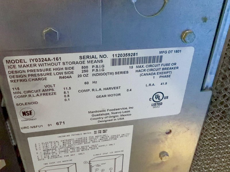 MANITOWOC ICE MAKER  -  IY0324A-161