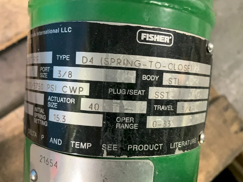 FISHER D4 CL1500 CONTROL VALVE   -  D4 (SPRING-TO-CLOSE)