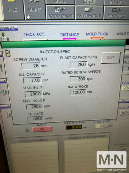 275 TON NISSEI MODEL DCE250III-12E 2-COLOR INJECTION MOLDING MACHINE MFG 2023