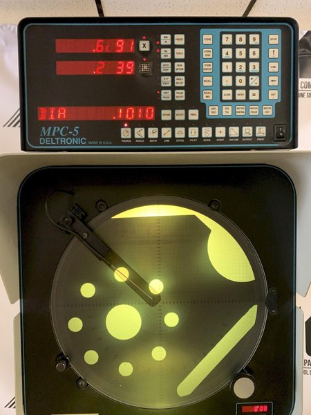 Deltronic DH214 Comparator, 10x, DRO, Edge, Surface, Factory Base.