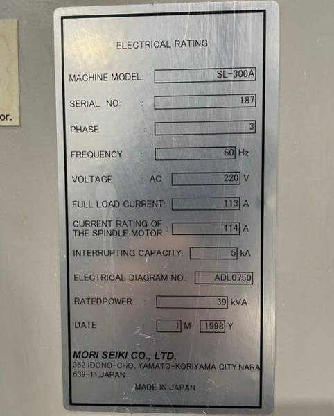 Mori Seiki SL-300A CNC Turning Center – 12″ Chuck Lathe