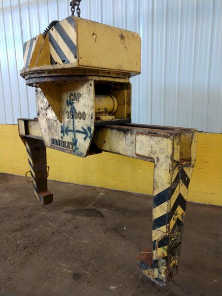 35,000 LB 17.5 TON X 34&quot; TO 76&quot; X 60&quot; OD BRADLEY CRANE MOTORIZED COIL GRAB: STOCK 13246