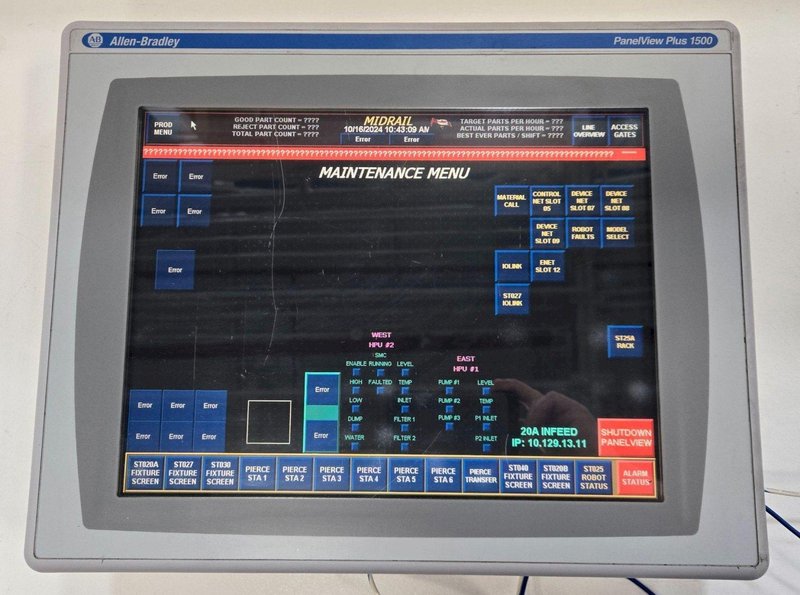 ALLEN BRADLEY 2711P-T15C4D2 PANELVIEW PLUS 1500 SER A USED