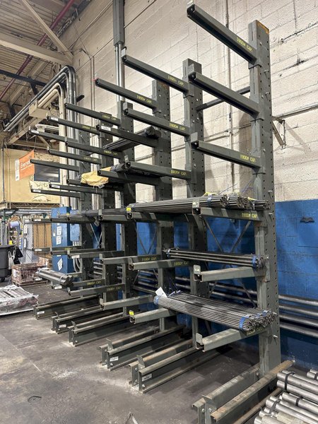 (12) 12&#039; HIGH ADJUSTABLE CANTILEVERED STORAGE RACKING: UPRIGHTS &amp; ARMS: STOCK #21237