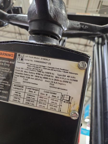 10,000# E100XL2 HYSTER FORKLIFT STOCK# 4061