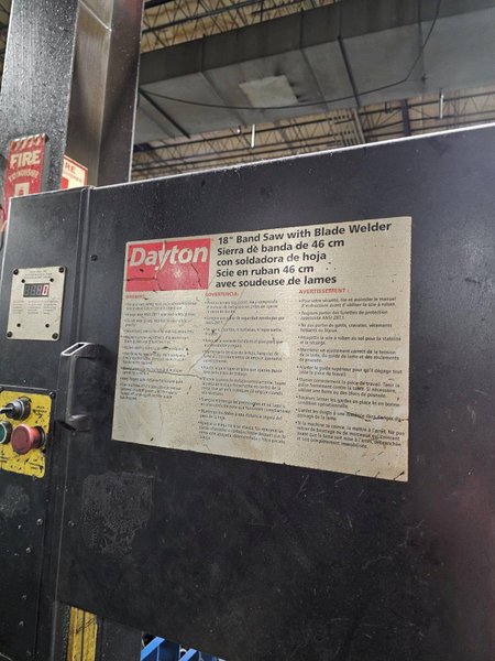 18" DAYTON MODEL #4TK02 VERTICAL BANDSAW W/ BLADE WELDER: YOBRO #23855