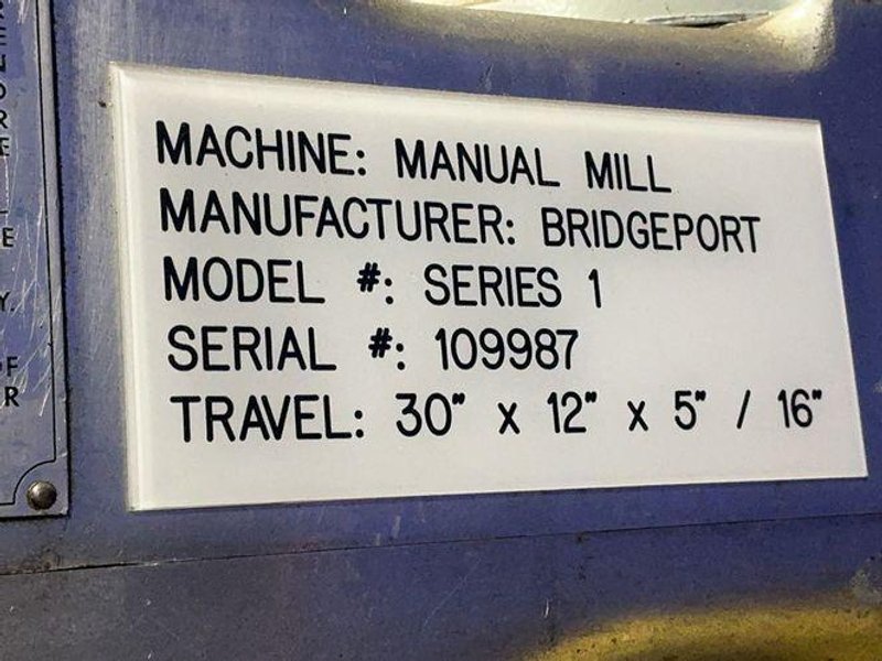Bridgeport  9” X 42”  Vertical Mill - Series 1