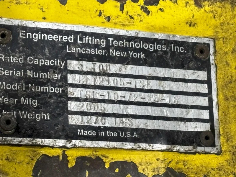 10,000 LBS x 24" TO 80" WIDE CALDWELL MODEL #TSL-10-72-24-16 CRANE SHEET LIFTER STOCK# 4364