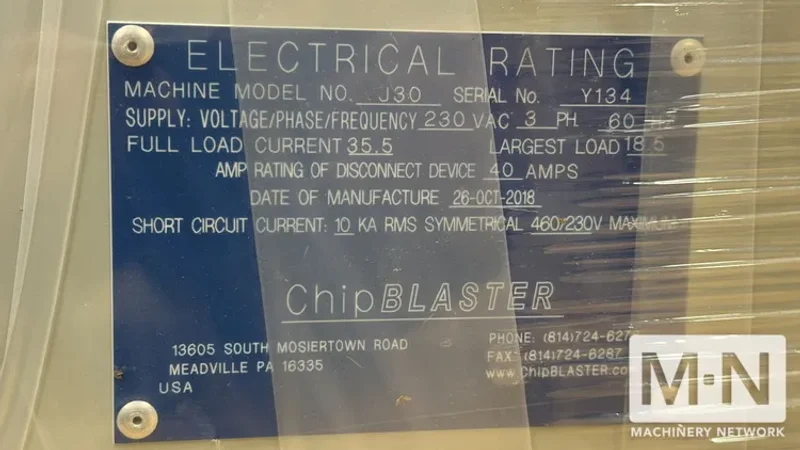 ChipBLASTER J30 High Pressure Coolant System, 2018