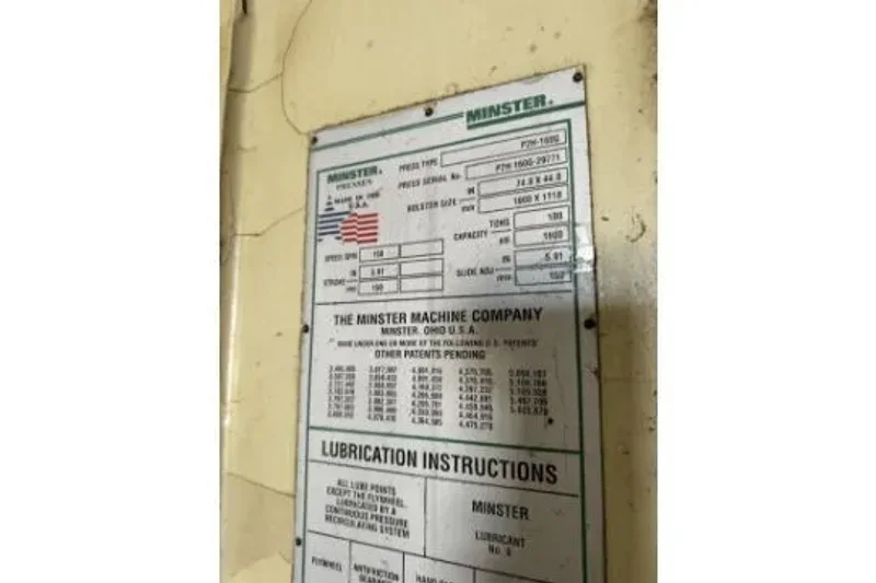 MINSTER 180 TON P2H-160G HIGH SPEED SSDC PRESS, s/n 29771, STOCK # 14366J