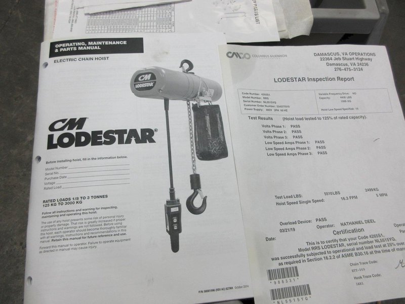 Freestanding Single Girder Overhead Crane, with CM Loadstar 2 Ton Electric Chain Hoist- Auction Item