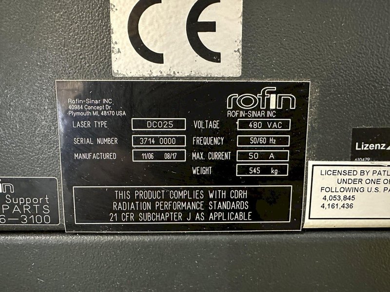 2500 WATT ROFIN LASER (NEW 2017) MODEL #DC025 POWER PROCESSING UNIT: STOCK #19759
