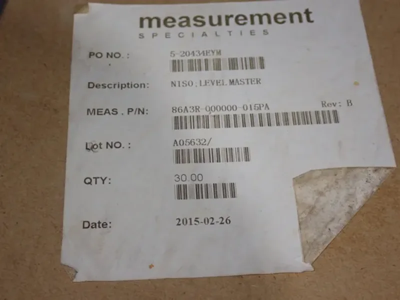 MEASUREMENT SPECIALTIES LEVEL MASTER SENSORS  -  86A3R-000000-015PA