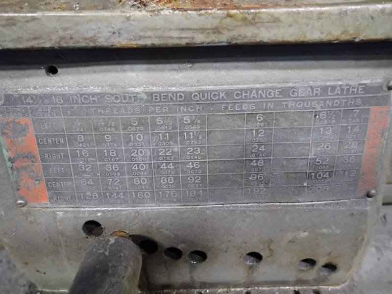 SOUTH BEND 16" X 76" LATHE