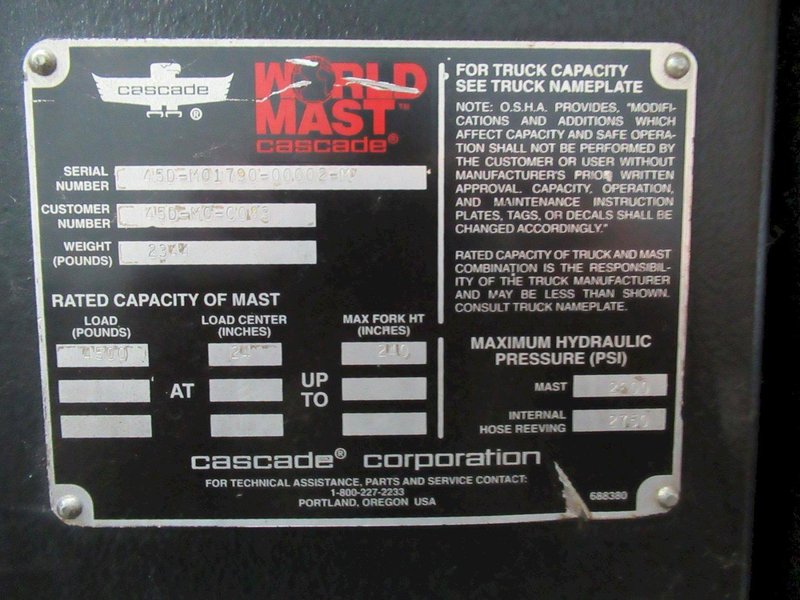 TCM FCG30T7T Forklift – 5,200 lb Capacity, Triple Mast,  Side-Shift, Cushion-Tire, LPG- Auction Item