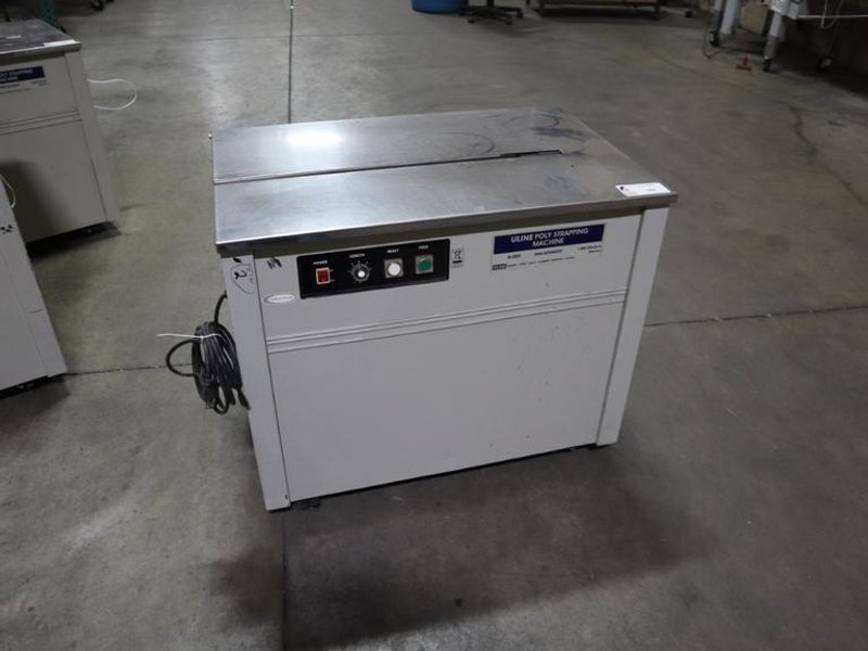 ULINE H-959 Poly Strapping Machine, Semi-Automatic, Portable on Casters- Auction Item