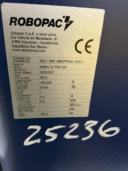 2023 ROBOPAC ROBOT MODEL #S7 PVS PORTABLE SHRINK WRAPPER MACHINE: YOBRO #25236