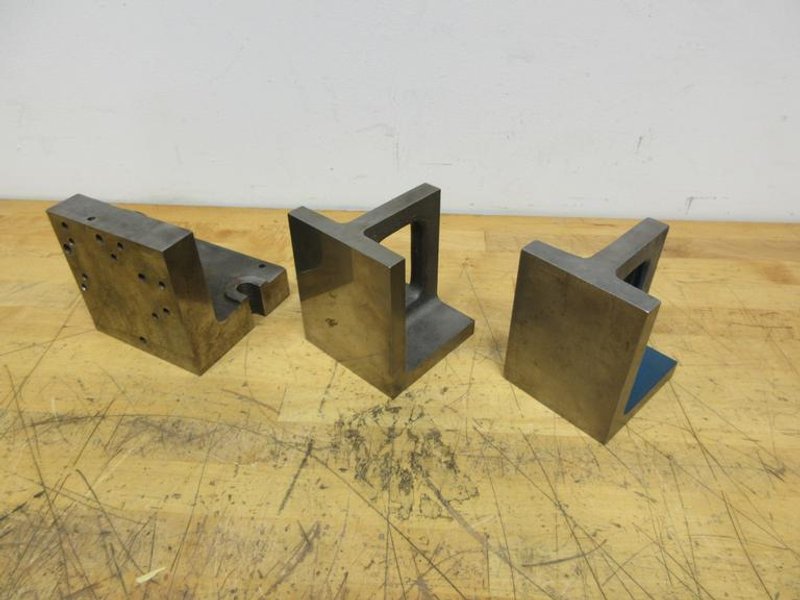 Cast Iron Angle Plates (3pcs), (1) 4.125" x 4.125" x 5", (1) 4" x 3.75" x 5", (1) 4.875" x 4.875" x 4.875"- Auction Item