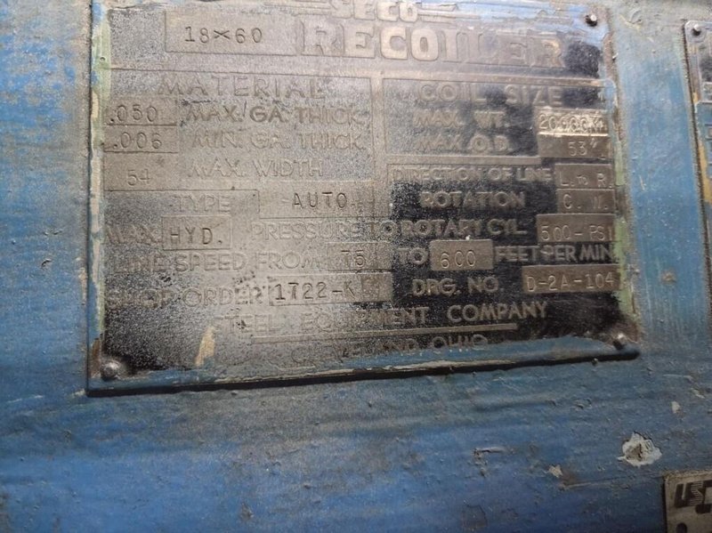 20,000 x 54" SECO MODEL 1860 RECOILER: YOBRO #25239