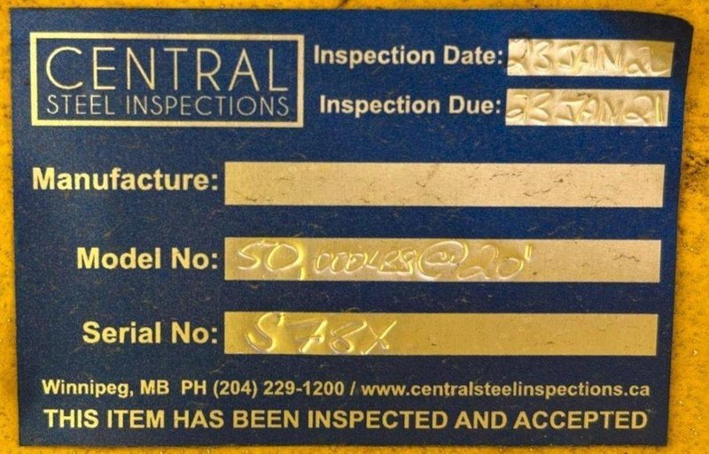 50,000 LB. X 30' CAPITAL STEEL HEAVY DUTY SPREADER BAR / LIFTING BEAM: STOCK #19486